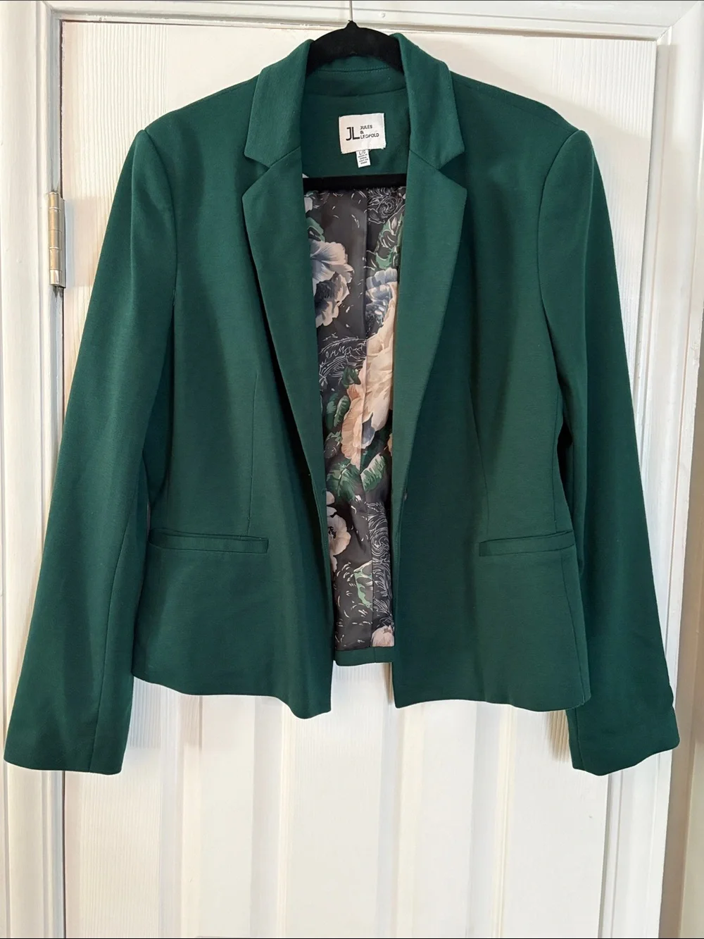 Jules & Leopold Emerald Green Blazer Jacket Floral Lined Size Large